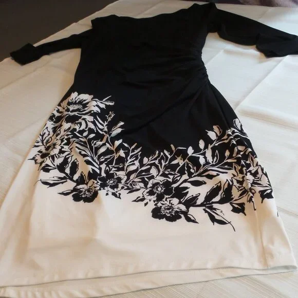 Womens Like NEW RALPH LAUREN Black & White Dress Size 10 - Picture 8 of 15